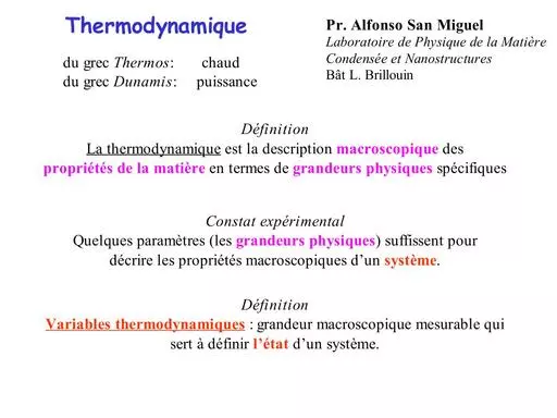 Cours thermodynamique 1