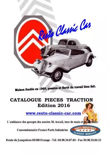 Citroën catalogue pièces Traction AV 2016