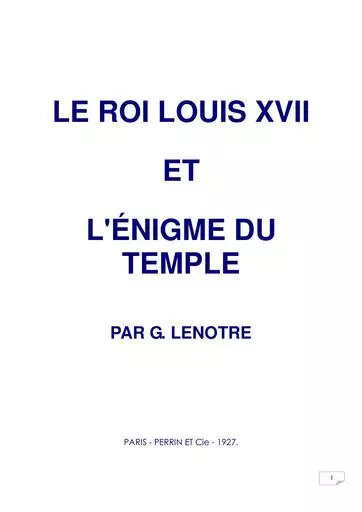 Louis 17 Enigme du temple