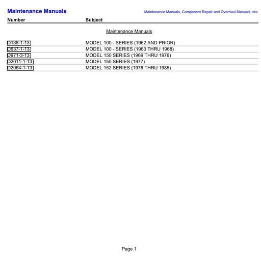 MMs list of maintenance manuals C100 152