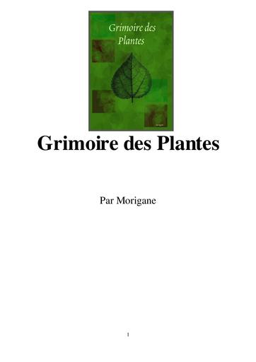 Grimoire des plantes medicinales par Morigane