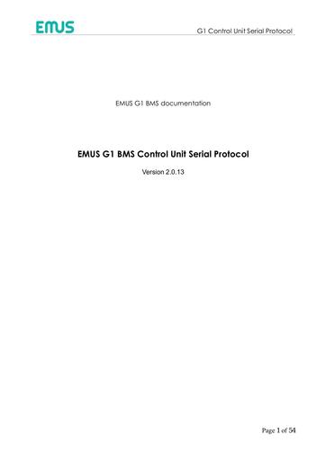 EMUS G1 BMS Serial Protocol v2 0 13