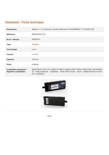 Batterie mindray benevision N15