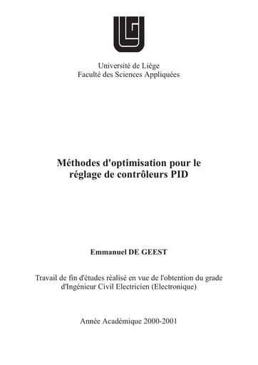 Optimisation reglages controleurs PID