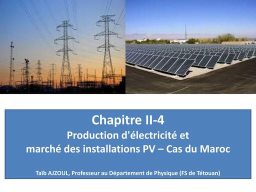 Chapitre II 4 production marches PV maroc