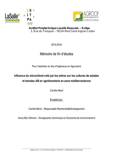 Memoire Camille Niard AGROOF SCOP 2016