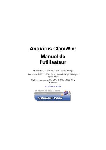 AntiVirus ClamWin Manuel de l'utilisateur