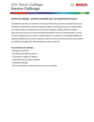 Service de calibage