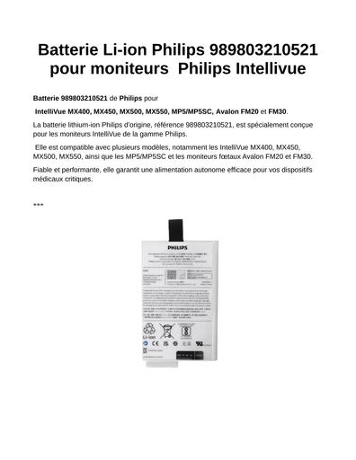 Batterie Philips 989803210521
