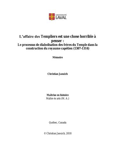 Affaire des templiers universite laval