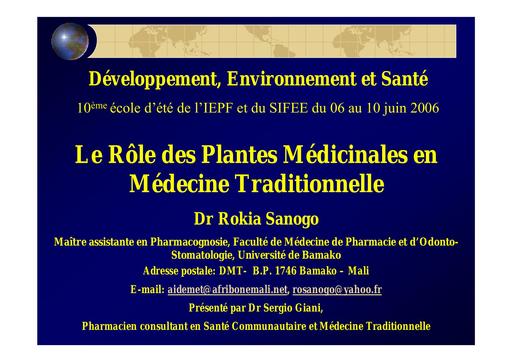 Plantes medicinales en medecine traditionnelle 2006