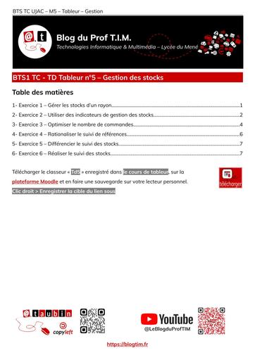 Td05 Tableur Gestion stocks