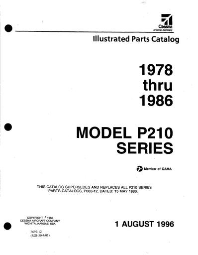 Cessna 210 P210 Parts Manual 1978 1986 P697 12