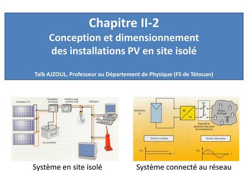 Chapitre II 2 conception PV site isole