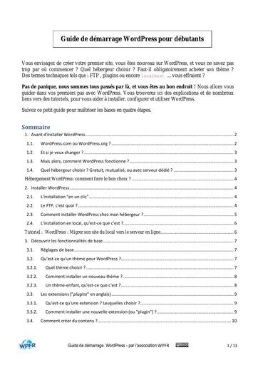 Guide pour demarrer avec wordpress
