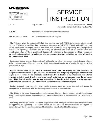 Lycoming overhaul times