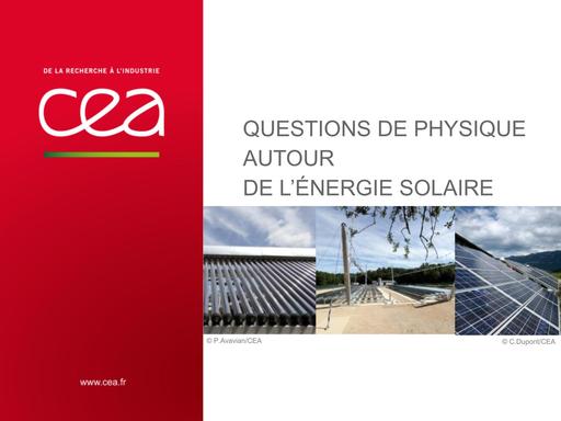 CEA Questions de physique autour de l'énergie solaire