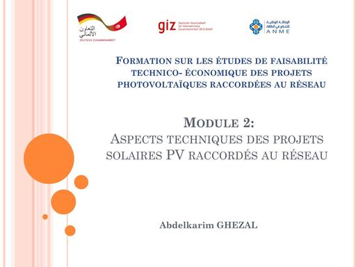 GIZ Module 2 Formation PV réseau