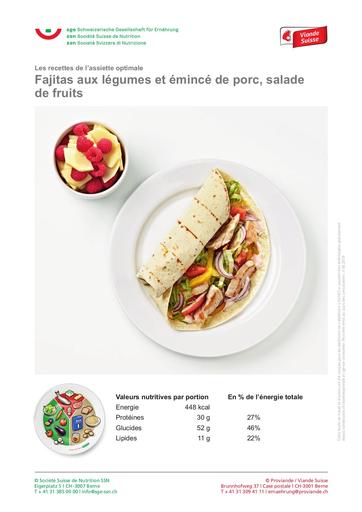 F Fajitas legumes emince de porc salade de fruits 2019