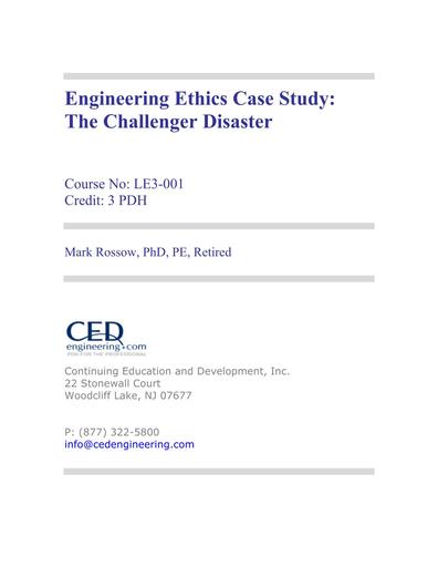 Engineering Ethics Case Study The Challenger Disaster R1