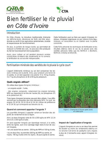 Ftec riz pluvial fertilisation
