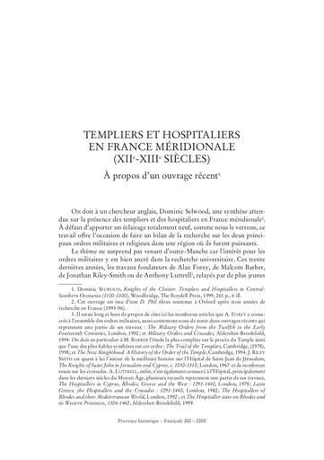 Templiers et Hospitaliers en France meri