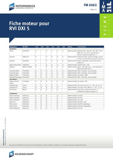Fiche moteur pour RVI DXI 5 975823