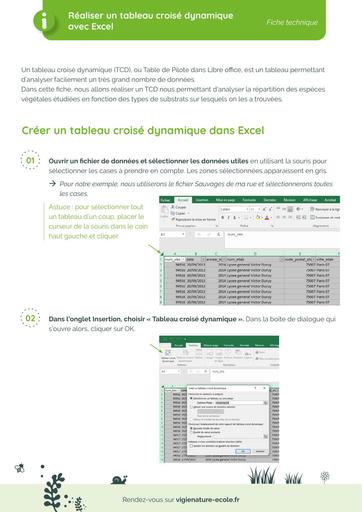 Fiche technique Tableaux croises Excel