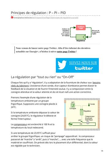 Principes regulation PID