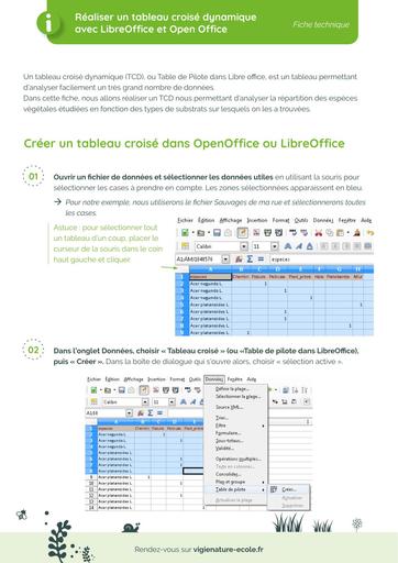 Fiche technique Tableaux croises OpenOffice