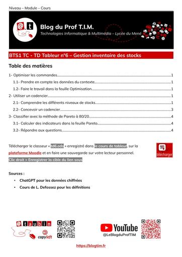 Td06 Tableur Gestion stocks